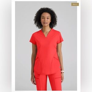 Greys Anatomy knit stretch coral scrub v neck